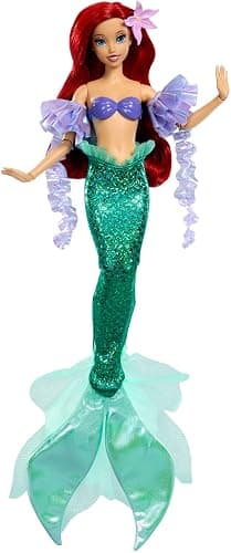 Mattel Disney Princess Mermaid Ariel Sparkling Collector Fashion Doll | 11" Tall, 11 Articulation Points, Posable Doll in Signature Look, Removable Tail & Sleeves, Long Hair & Hair Accessory thumbnail 6