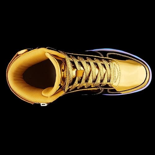 DIYJTS Kids LED Light Up Shoes, Fashion High Top LED Sneakers USB Rechargeable Glowing Luminous Shoes for Boys Girls Toddler Child - 4.5 Big Kid - Gold thumbnail 4