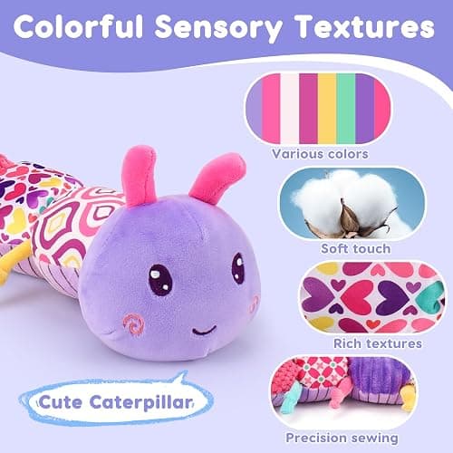 Topsochir Baby Girl Toys 0-3-6 Months Musical Stuffed Animals Plush Caterpillar Toy with Crinkle Rattles Tummy Time Sensory Learning Toys for Infants 6-9-12 Months Newborn Girls Boys Shower Gifts thumbnail 4