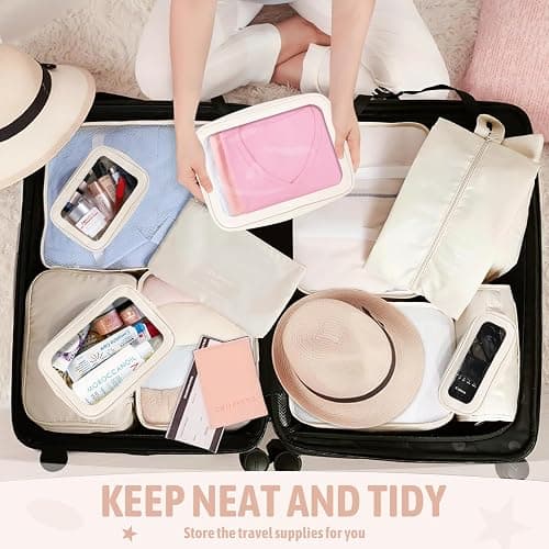 YOPCDJ 5PCS Diaper Bag Organizer Pouch Set, TSA Approved Toiletry Bag，Clear Waterproof TPU Makeup Bag Set Travel Organizer Bags for Women and Kids Christmas Gift thumbnail 5