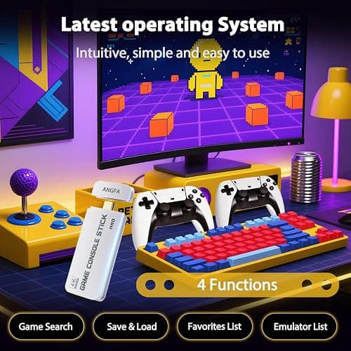 Wireless Retro Game Console Built-in 20000+ Games and 23 Emulators, 2026 New Plug & Play Retro Gaming Console with 4K Output & Dual 2.4G Controllers, Games Nostalgic Stick for Christmas Gift (64GB) thumbnail 4