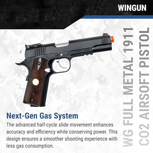 500 fps new full metal wg airsoft m 1911 gas co2 hand gun pistol w/ 6mm bb bbs(Airsoft Gun) thumbnail 2