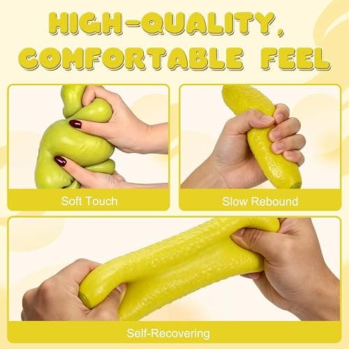 Jumbo Pickle Squíshy Toy, Calming Sensory Experience, 11in Pickle Squíshy Toys, Fruit Squeeze Sensory Fidget, Soft Texture Funny Design for Office, Home, Slow Rebound Gel Stress Reliever for Adults thumbnail 6