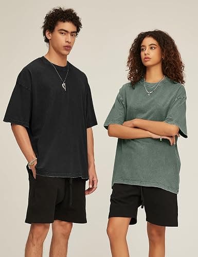 Flygo 3 Pack Men Oversized T Shirts Acid Washed Unisex Tee Loose Fit Short Sleeve Casual Streetwear Baggy Basic Tops thumbnail 5