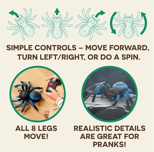 Terra by Battat – Remote Control Tarantula for Kids with LED Eyes – Realistic Spider Toy with Moving Legs, Fast Speed & 360° Spin – Blue RC Animal for Boys & Girls 6+ Years thumbnail 4