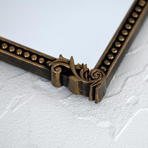 LuHeToz Vintage Gold Plastic Arched Makeup Mirror, Standing, Hanging or Wall Mount, Bathroom, Living Room, Bedroom Decorative Mirror (Bronze-10.6x8.6 inch) thumbnail 6