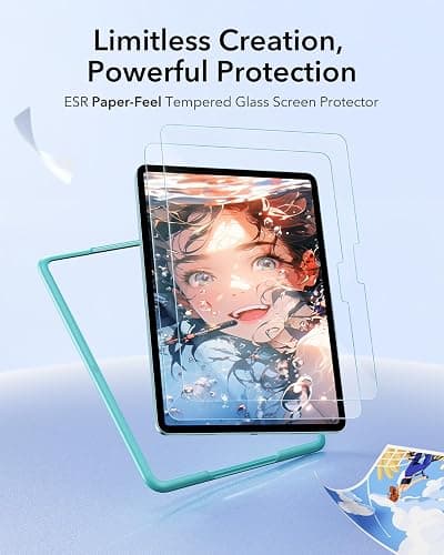 ESR 2 Pack Paper-Feel Screen Protectors for iPad Air 11 Inch M3/M2 (7th/6th Generation, 2025/2024), Write and Draw Like on Paper, 9H Tempered Glass, Matte Writing Film with Alignment Frame, Anti-Glare thumbnail 3