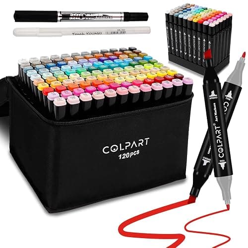 colpart 120 Colors Alcohol Markers Dual Tip Art Markers for Kids Marker Pens for Adult Coloring Painting Supplies Perfect for Painting, Coloring, Sketching and Drawing - Image 1