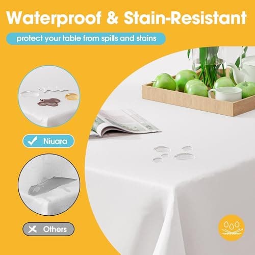 Niuara White Plastic Table Cloth - 4 Pack 54" × 108" Rectangle Disposable Tablecloths for 6FT Tables, Table Cover for Party, Holiday & Gathering Use thumbnail 3