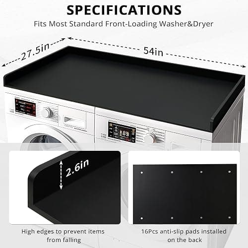 Gashell Washer Dryer Countertop, 27.5" x 54" Bamboo Washer and Dryer Countertop for Laundry Room Organization(Black) thumbnail 3