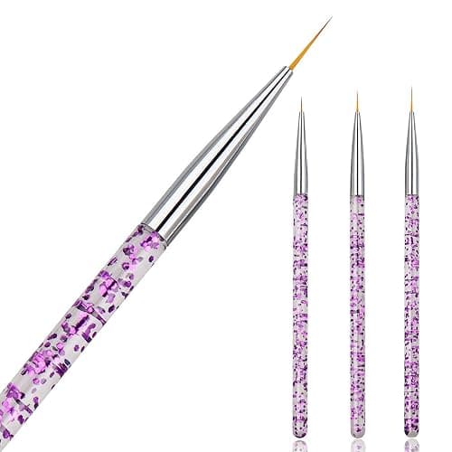 Hanyousheng 3 Pcs Nail Art Brushes, Nail Art Brush Pen,Miniature Fine Detail Paint Brush Set,Nail Art Design Painting Pen Brush for DIY & Professional Use,Detailer,Brush Dotting Tool(Random Color) - Image 1