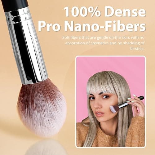 BEAKEY Makeup Brushes Sets, Brush Sets with Makeup Sponges (10+2pcs, with Black Case) thumbnail 4