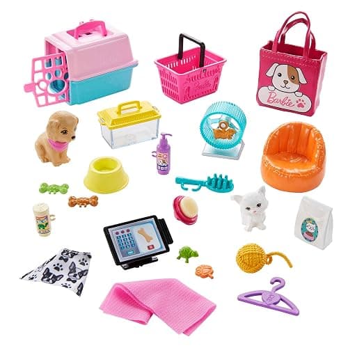 Barbie Doll (11.5-in Blonde) and Pet Boutique Playset with 4 Pets, Color-Change Grooming Feature and Accessories, Great Gift for 3 to 7 Year Olds thumbnail 5