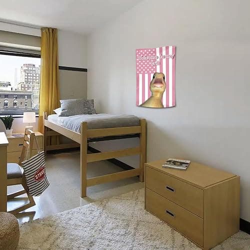 Welcome to My Crib Duck Flag Funny Tapestry Poster for Room Durable Man Cave Wall Decoer Tapestry with Brass Grommets for College Dorm Room Decor 2x3 Feet thumbnail 4