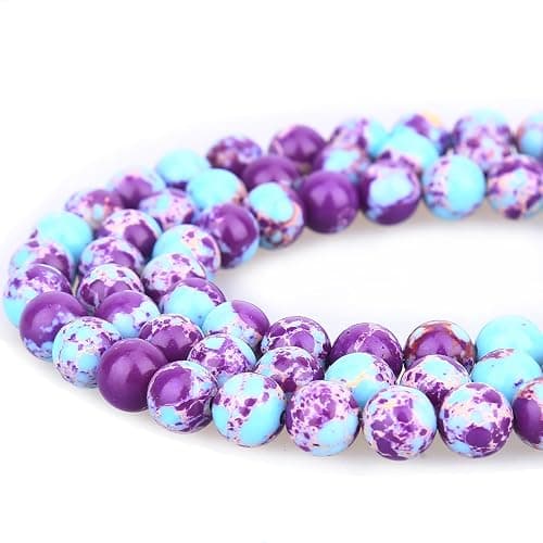 ALZLDYS Purple-Blue Imperial Jasper Beads 62pcs 6mm Stone Beading Loose Gemstones Hole Size 1mm DIY Smooth Bead for Bracelet Necklace Earrings Jewelry Making - Image 1