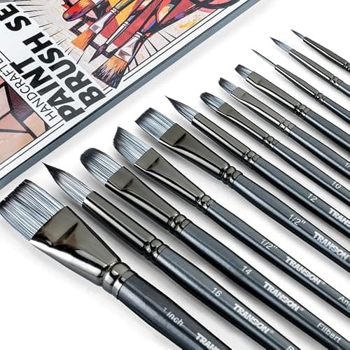 Transon Artist Paint Brush Set of 12 for Watercolor Acrylic Gouache Oil and Tempera Painting thumbnail 5