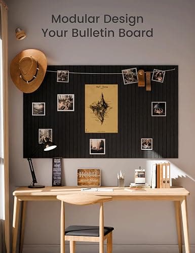 Fluxynara Large Felt Bulletin Board 48" X 36" Large Cork Board Alternative-12 Pack with 70 Safe Removable Adhesive Tabs, Cork Boards for Walls Cork Board for Home Office Classroom Pin Board (Black) thumbnail 5