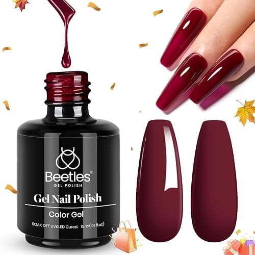Beetles Oxblood Red Gel Polish Dark Red Full Maroon Red Fall Gel Nail Polish 15ml Soak Off UV LED Needed Nail Art Manicure Salon DIY Design at Home Gifts for Woman thumbnail 8