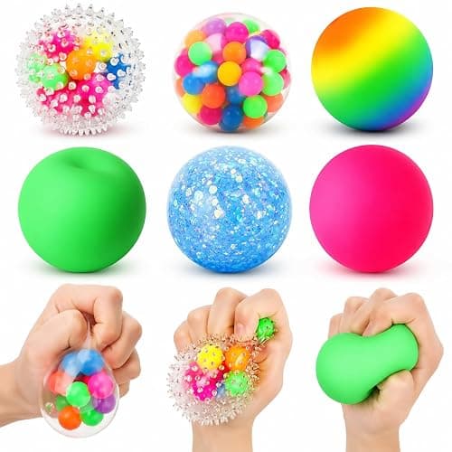 6 Set Squishy Sensory Stress Squeezing Balls for Adults | Sensory Calming Tool to Relieve Nervousness, Vent Mood and Improve Focus, Pull Stretch Fidget for Classroom Prize Box Toys - Image 1