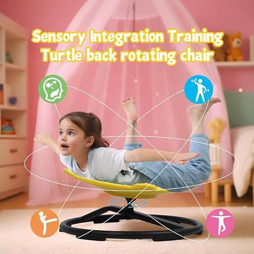 Smalibal Spinning Chair for Autistic Kids, Sensory Spinning Chair, Toddler Spinning Seat Training Body Coordination and Balance, Sit and Spin Training Body Coordination Yellow thumbnail 3