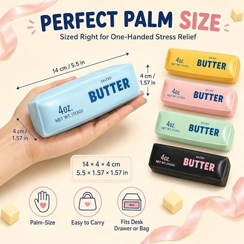 Crunchy Butter Squishy Asmr Bead Filled, Slow Rising Squeeze Fidget Toy | Durable Portable Slow Rebound Calming Tool for Kids Adults thumbnail 2