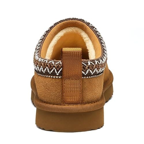 bebealy Genuine Suede Fuzzy Slippers for Women Winter Warm House Shoes Cozy Mini Boots for Indoor Outdoor thumbnail 4