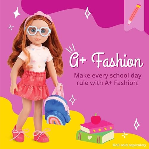 Glitter Girls – 14-Inch Doll Clothes – 7 Pieces School Outfit – Colorful Skirt & Accessories – Rainbow Backpack & Glasses – 3+ Years– A+ Fashion thumbnail 2