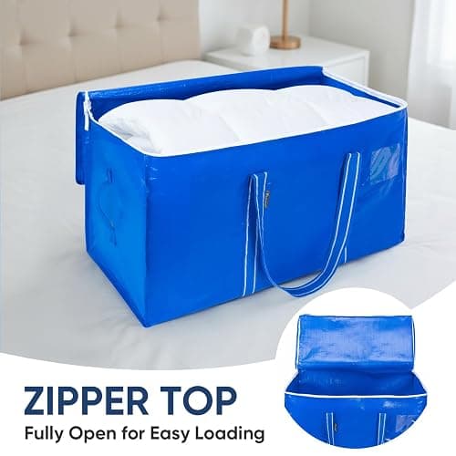 BALEINE 6-Pack Oversized Moving Bags with Reinforced Handles, Heavy-Duty Storage Tote for Clothes, Moving Supplies (Royal Blue, 6-Pack) thumbnail 6