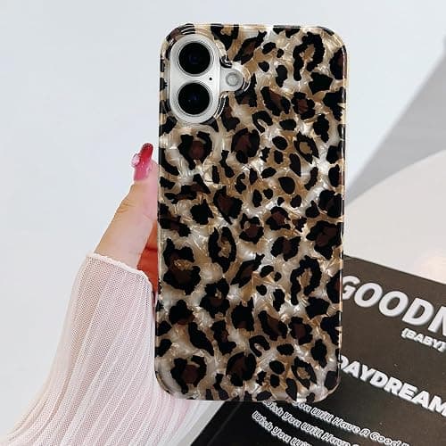 J.west Compatible with iPhone 16 Case,Luxury Sparkle Translucent Clear Vintage Leopard Print Soft Silicone Cover for Girls Women Protective Phone Case for iPhone 16 6.1 inch Cheetah thumbnail 8