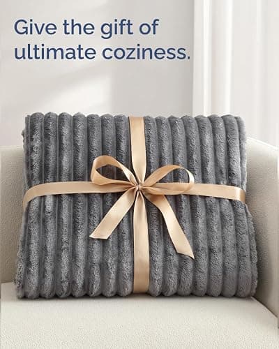 Super Soft Fleece Blanket Throw Size - Fleece Throw Blanket for Bed, Couch & Chair - Cozy, Warm & Breathable - All Season Fuzzy, Cute, Microplush Bedding for Women, Men and Teens - 50x60, Dark Grey thumbnail 7