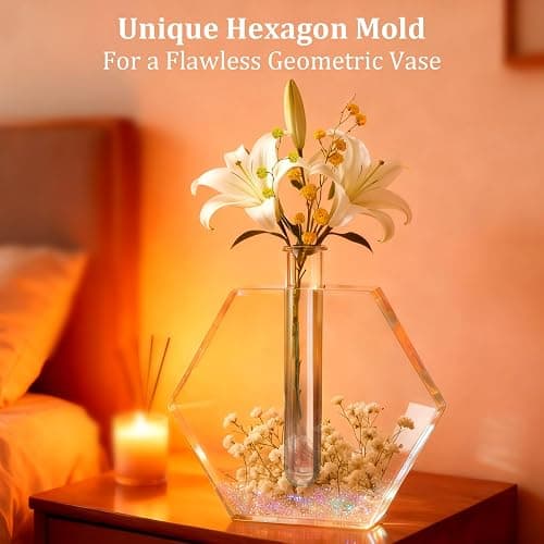 K KERNOWO Epoxy Resin Kit with Light for Beginners, Resin Kit and Molds Complete Set DIY Crafts for Adults Women, Epoxy Set with Vase Mold, 3D Dried Flowers, Measuring Cups and Resins Supplies-20OZ thumbnail 5