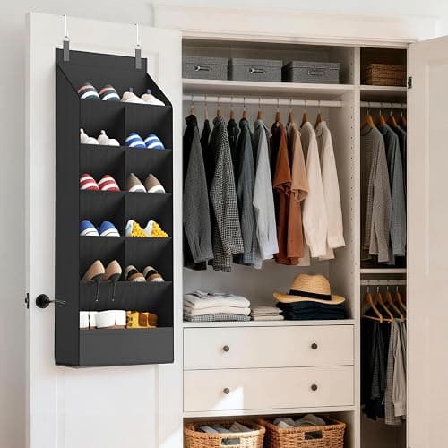 Lifewit 6 Tier Over the Door Shoe Organizer with 11 Large Deep Pockets, Fabric Hanging Shoes Shelf for Closet, Dorm Storage, Fit Up to 12 Pair Shoe Rack Holder for Sneakers, Boots, Black thumbnail 2