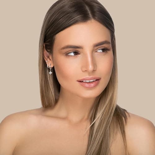 Surgical Steel Drop Dangle Small Huggie Hoop Earrings Set 14K Gold Plated Hypoallergenic CZ Stud Earrings for Women Waterproof and Non Tarnish thumbnail 3