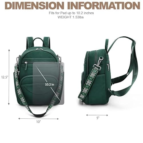 SYTRAH Small Backpack Purse for Women, Mini Backpack Vegan Leather with RFID Blocking & Tablet Pocket, Cute Shoulder Handbag for Travel, School & Work Green thumbnail 5