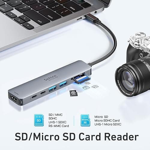 USB C Hub HDMI Adapter for MacBook Pro/Air, 7 in 1 USB C Dongle with HDMI, SD/TF Card Reader, USBC Data Port,100W PD, and 2 USB 3.0 Compatible for MacBook Pro/Air, Dell XPS, Lenovo Thinkpad thumbnail 6
