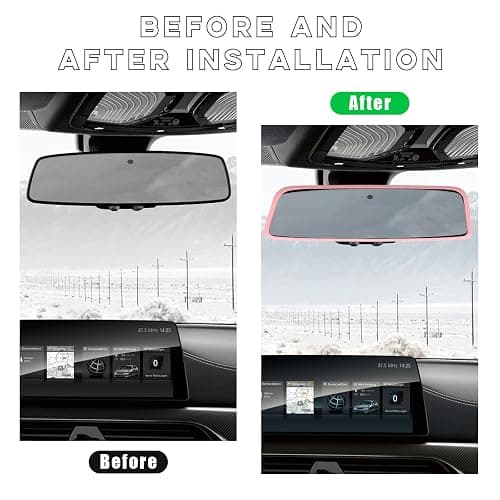 Ohleats Car Rear View Mirror Protector Frame, Silicone Auto Rearview Edge Protection Cover Compatible with Model 3 Model Y, Interior Rear View Trim Frame Decoration, Car Accessories (Pink) thumbnail 5