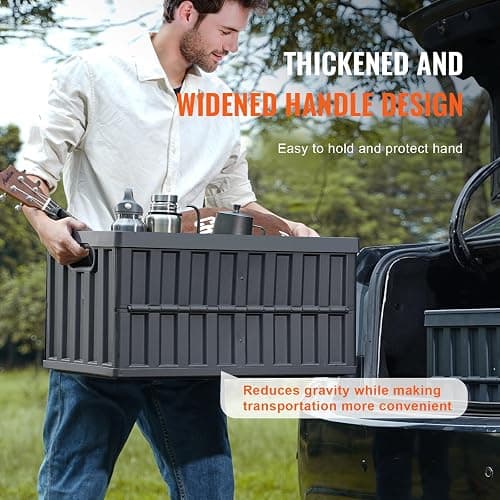 VEVOR 65L Collapsible Storage Bins with Lids 3 Packs, Stackable Utility Crates with Handles, Large Folding Containers for Organizing Tools, Books, Food, Drinks, Camping&Transport thumbnail 7