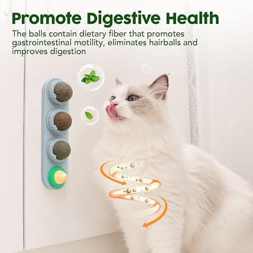 Potaroma 4 Catnip Silvervine Ball Toys, Extra Cat Energy Ball, Edible Cats Lick Kitten Chew, Teeth Cleaning Dental Wall Treats, Concentrated Flavor for All Breeds thumbnail 4