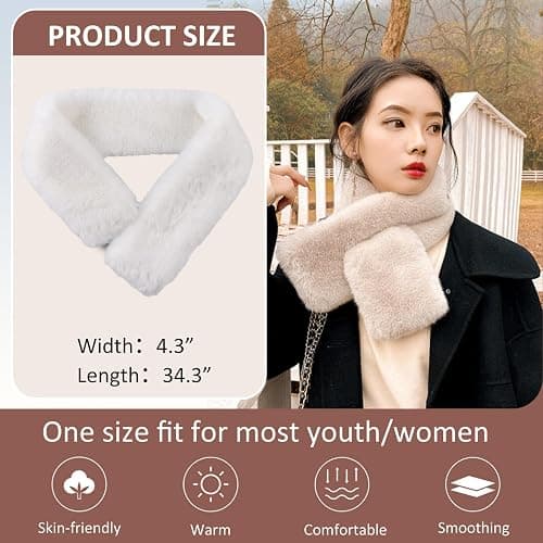 White furr scarf thumbnail 6