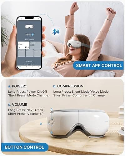 RENPHO Eyeris Smart Eye Massager with App Control, Fathers Day Birthday Gift for Husband Dad, FSA Eligible HSA Eye Mask with Heat for Head Tension Dry Eyes, Wireless Music thumbnail 5