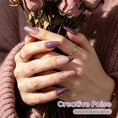 Beetles Purple Gel Nail Polish, 15ml Dark Purple Color Gel, Nude Mauve | Nude Rose Mauve Pink Purple, Elegant Polish for Daily Wear Salon DIY Manicure Glossy Solid Color Soak Off UV LED Nail Art thumbnail 4