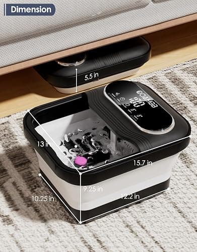 OOAMBB Collapsible Foot Spa with Heat, Bubble and Temp Control, Foot Bath Massager with XL Touch Screen and Massage Rollers, Foot Soaking Tub, Pedicure Foot spa for Stress Relief (Black) thumbnail 6