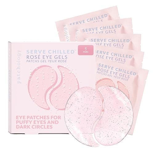 Patchology Serve Chilled Rosé Hydrating Under Eye Patches – Hyaluronic Acid & Antioxidant-Infused Eye Masks to Reduce Dark Circles, Puffiness & Fine Lines - Ideal Skincare Essentials (5 Pairs) - Image 1