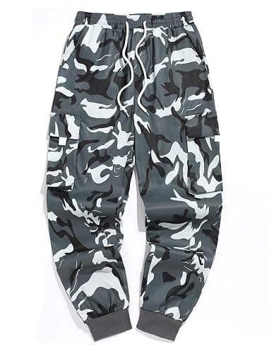 Men Techwear Cargo Joggers Flap Pocket Elastic Drawstring Waist Pants thumbnail 2