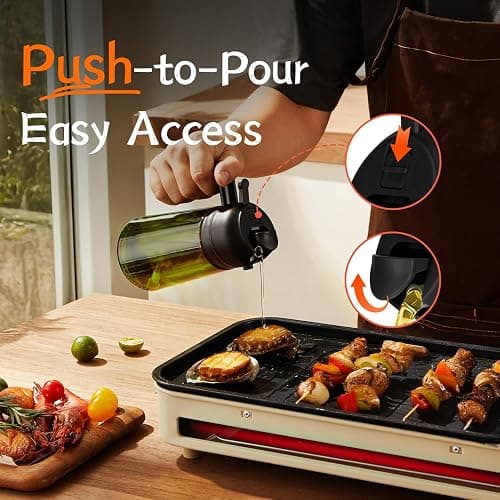 TrendPlain - Original 16oz/470ml Olive Oil Dispenser Bottle for Kitchen Gadgets and Air Fryer Accessories - Olive Oil Sprayer for Cooking w/Stickers - Black thumbnail 5