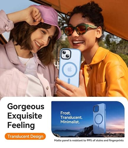 CANSHN Magnetic Case for iPhone 15 Case [Compatible with MagSafe & MIL-Grade Drop Tested] Slim Translucent Matte Cover, Anti-Scratch Shockproof Phone Case for iPhone 15 6.1 Inch, Sky Blue thumbnail 7