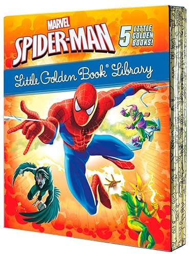 Spider-Man Little Golden Book Library (Marvel): Spider-Man!; Trapped by the Green Goblin; The Big Freeze!; High Voltage!; Night of the Vulture! - Image 1