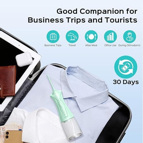 COSLUS Water Dental Flosser Pick for Teeth C30(FC5360): 4 Modes Cordless Portable 300ML Larger Tank Water Teeth Cleaner IPX7 Waterproof Flossing Cleaning Picks for Home Travel Green thumbnail 7