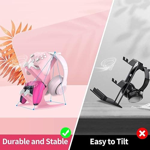 Controller Holder Pink, Game Controller Rack Headset Stand for Xbox Series X S/Xbox one / PS5 / PS4 / NS/PC/Headset, Aluminum Metal Headset Mount Universal Organizer for Video Game Accessories thumbnail 6