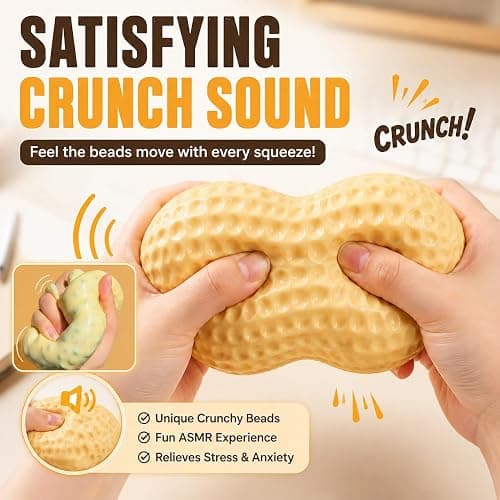 Crunchy Peanut Squishy ASMR Squeeze Stress Relief Fidget for Adults | Crunchy ASMR Experience, Soft Flexible Texture, Satisfying Hand Squeeze for Relaxation, Office Desk Accessory and Adult Gift thumbnail 3